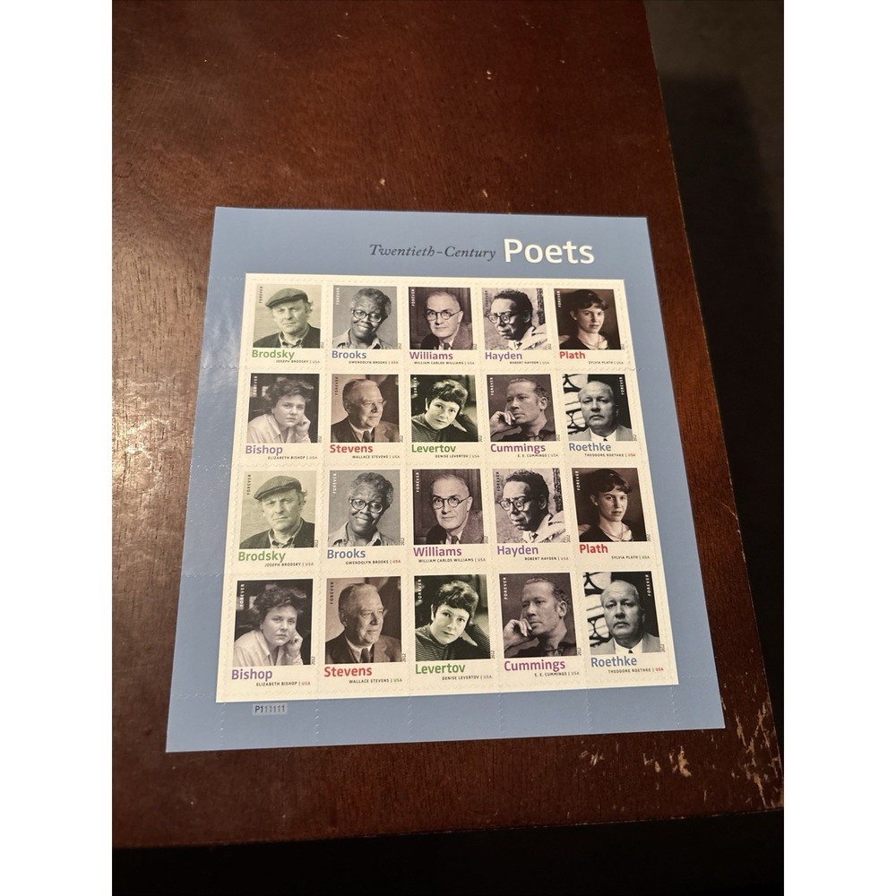 Twentieth-Century Poets mint sheet, 20 stamps, 2012, Scott #4654-4663, MNH